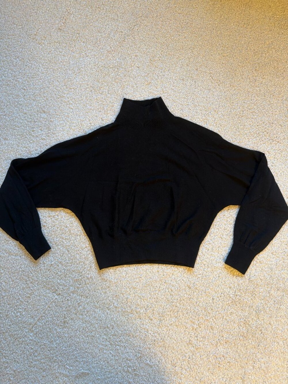 Alice + Olivia Black Cashmere Mock-Neck Turtleneck Sweater Dolman Sleeve Size XS